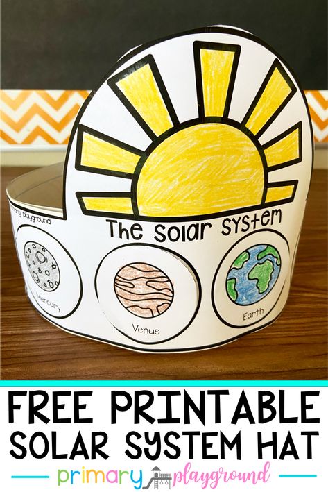 Kids love learning about space! Today I’m sharing a Free Printable Solar System Hat that you can use along with your space unit! #space #spaceunit #solarsystemhat #kindergarten Preschool Solar System, Solar System Hat, Space Themed Crafts, Fun Things To Learn, Solar System Printables, Space Activities Preschool, Printable Solar System, Things To Learn About, Outer Space Crafts