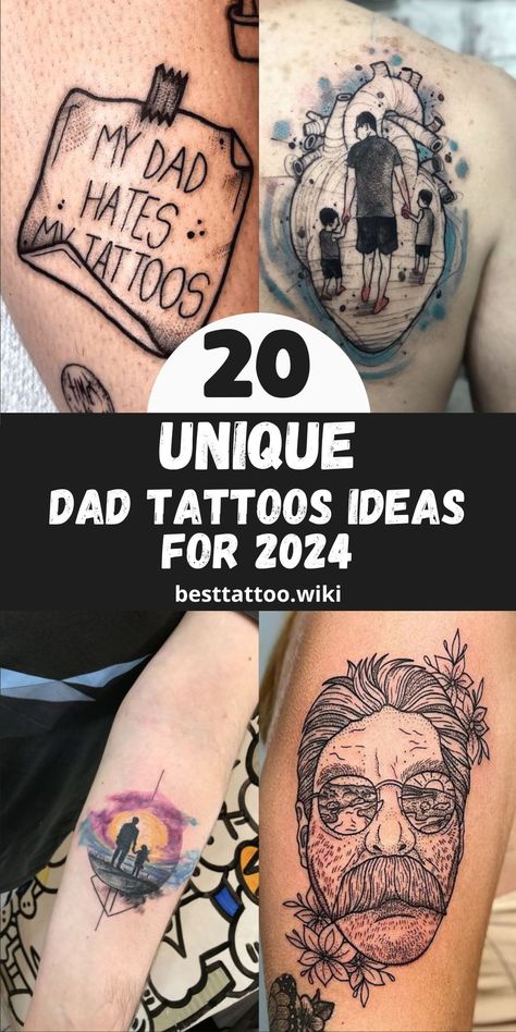 Honor the cherished memories and enduring love for your father with our collection of creative dad tattoos. Each design is a unique tribute to the special bond between fathers and their children, capturing the essence of love and family. From small, meaningful tattoos to intricate designs, find inspiration for your own heartfelt tribute to your dad's legacy. Tattoo For Passed Dad, Dad Tattoos For Men, Dedication Tattoos, Haircuts For Balding Men, Husband Tattoo, Pride Tattoo, Unique Tattoo Ideas, Parent Tattoos, Small Couple Tattoos