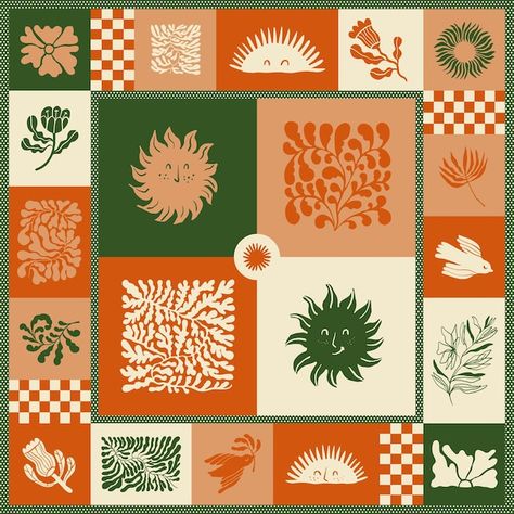 Bohemian style retro botanical pattern t... | Premium Vector #Freepik #vector #sun #aesthetic #vintage #flower Botanical Pattern, Vintage Bohemian, New Leaf, Bohemian Style, Graphic Design, Pattern, Design