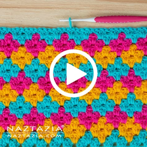 Diamond Granny Stitch Crochet Pattern - Naztazia ® Granny Stitch Crochet, Motifs Afghans, Stitch Crochet Pattern, Block Stitch, Crochet Granny Stitch, Crochet Blanket Stitch Pattern, Granny Stitch, Granny Square Crochet Patterns Free, Crochet Afghan Patterns Free