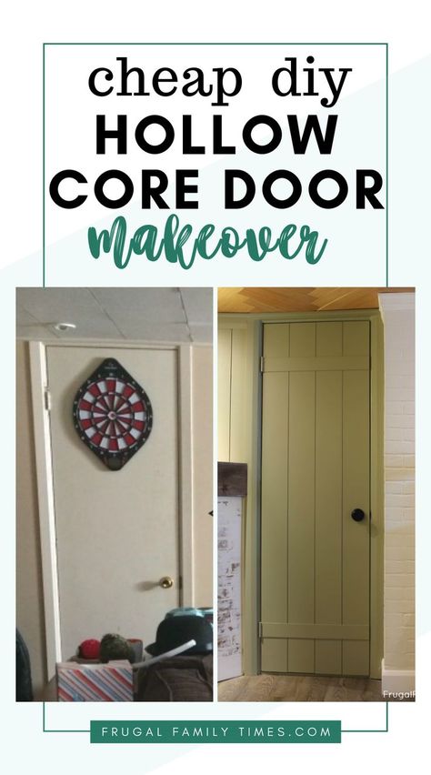 Flat to Fabulous: a dull door is transformed to a vintage tongue and groove look on a tiny budget! This hollow core door makeover is easy and affordable and looks lovely. Perfect for a cottage or farmhouse style room. Paired with a beautiful modern doorknob set for contrast the look is subtle yet interesting! #cottagedecor #farmhousedecor #diy #howto #homeprojects Diy Door Makeover, Hollow Core Door Makeover, Diy Farmhouse Bedroom, Hollow Core Door, Exterior Flooring, Ceiling Door, Door Makeover Diy, Interior Door Knobs, Farmhouse Style Bedrooms