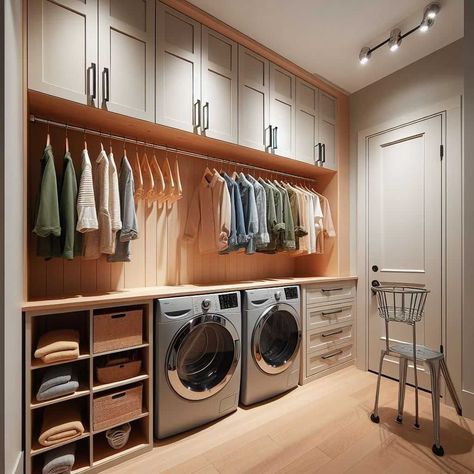 Giant Laundry Room Ideas, Laundry Closet Combo Room Ideas, Laundry Room Appliance Storage, Laundry Room And Walk In Closet, Laundry Room With Steam Closet, Laundry Room In The Bathroom, Oversized Laundry Room, Combined Mudroom And Laundry Room, Small Laundry Remodel