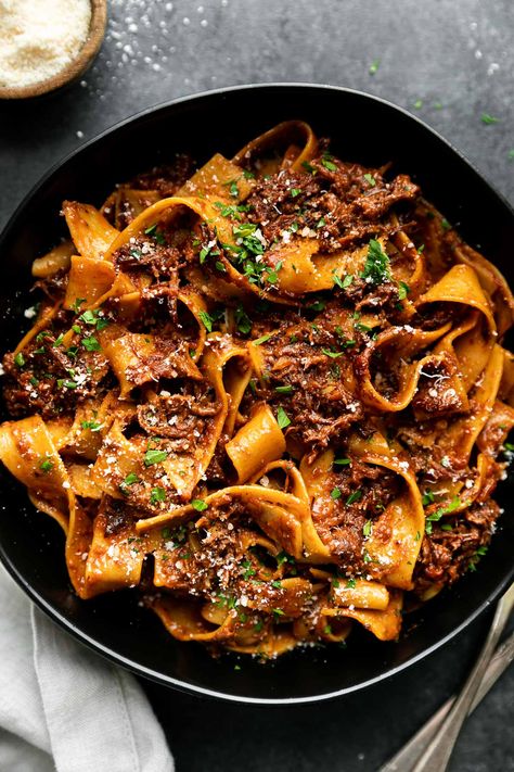 Braised Short Rib Ragu, Pappardelle Pasta Recipe, Short Rib Ragu, Italian Tomatoes, Ragu Sauce, Beef Short Rib Recipes, Beef Ragu, Ragu Recipe, Pappardelle Pasta