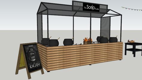 Street food market stall - Soup - 3D Warehouse Food Market Stall, Food Stand Design, Outdoor Restaurant Patio, Food Stall Design, Street Food Design, Food Kiosk, Street Food Market, Food Stand, Market Stands