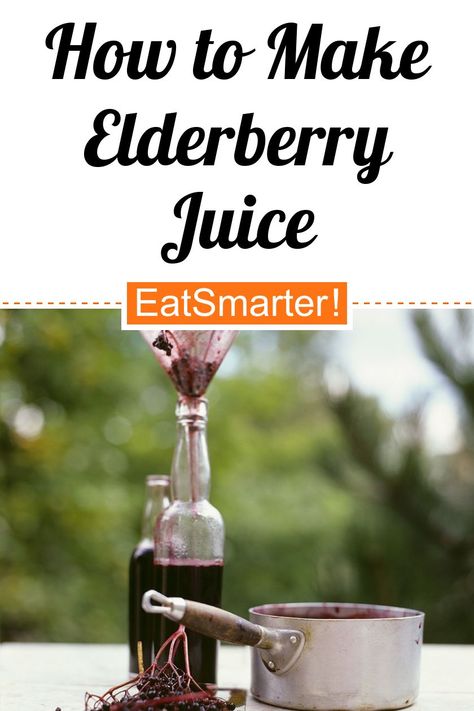 How to Make Elderberry Juice - simple dish - A recipe idea by EAT SMARTER | #none #recipes How To Make Elderberry Juice, Elderberry Juice Recipe, Harvest Menu, Elderberry Plant, Elderberry Juice, Homemade Elderberry, Elderberry Recipes, Healthy Delicious Recipes, Dried Berries