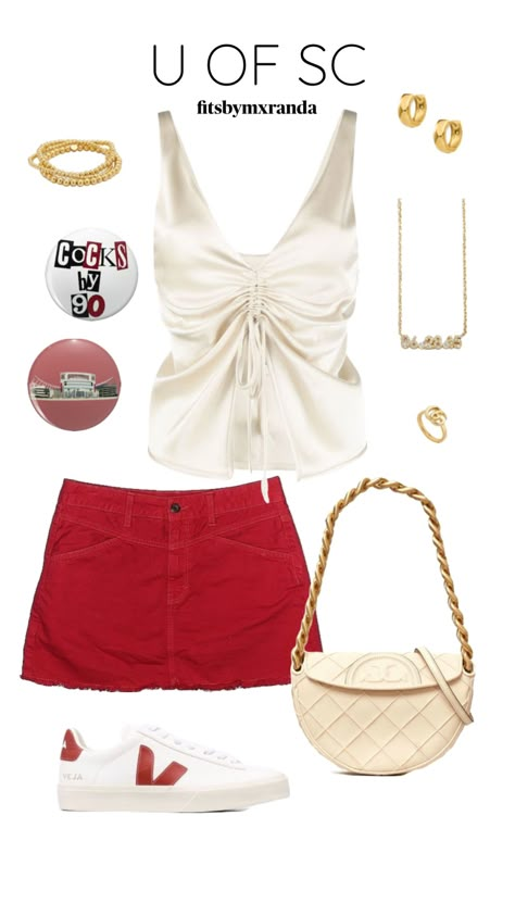 U OF SC GAMEDAY FIT #outfitinspo #gamedayfit #gamedayoutfit #southcarolina College Fit Ideas, Study Fits, Alabama Gameday Outfit, College Game Day Outfit, Rush Week Outfits, Country Concert Fits, Class Fits, Gameday Fits, College Gameday Outfits