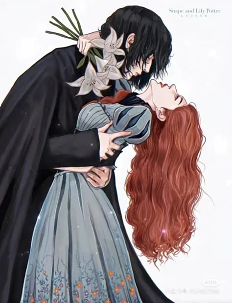 Severus Snape And Lily Fanart, Lily And Snape Fanart, Snily Fan Art, Snape And Lily Fan Art, Snape X Lily, Lily And Severus, Severus And Lily, Severus Snape Lily Evans, Snape And Hermione