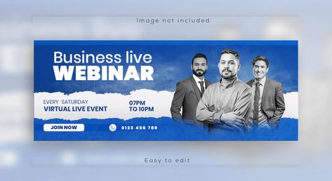 Event Banner Design Inspiration, Website Banner Design Inspiration, Webinar Banner, Facebook Banner Design, Business Banner Design, Webinar Design, Edit Poster, Conference Banners, Facebook Background