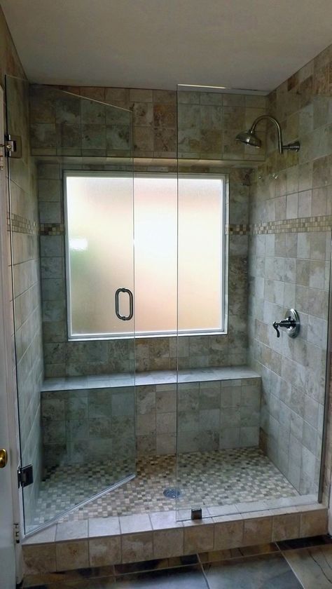 Two Head Shower Ideas, Shower Windows Ideas, Wc Decoration, Shower Window, Makeover Kamar Mandi, Tub To Shower Conversion, Shower Conversion, Master Bath Shower, Window In Shower