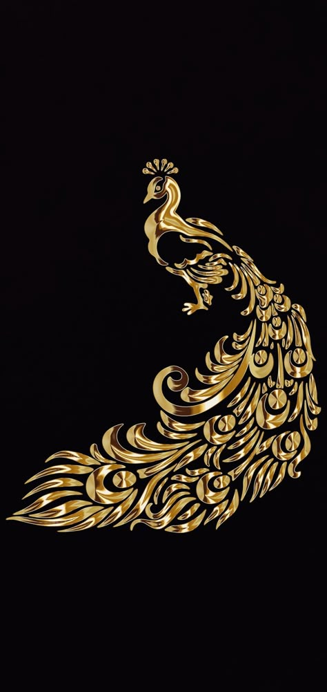 Peacock Black Background, Bild Gold, Black And Gold Aesthetic, Gold Aesthetic, Black Backgrounds, Birds, Hotel, Gold, Pins