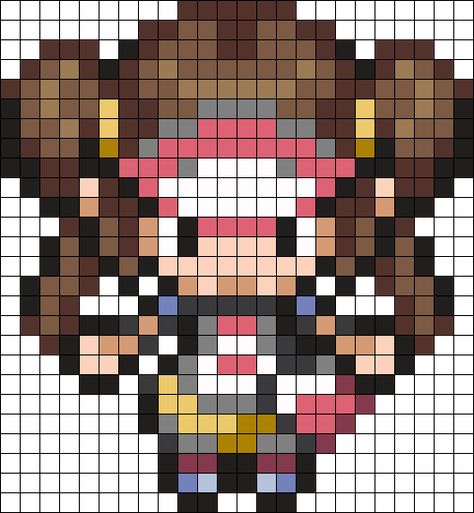 Rosa Pokemon Trainer Sprite Perler Bead Pattern | Bead Sprites | Characters Fuse Bead Patterns Pokemon Sprites Pixel Art, Nintendo Perler, Hama Beads Pokemon, Pixel Pokemon, Pokemon Cross Stitch, Pokemon Bead, Kandi Cuffs, Pixels Art, Pokemon Sprites