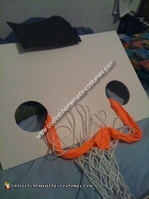 Coolest Homemade Basketball Hoop Costume Orange Tape, Orange Tights, Homemade Costume, Basketball Net, Basketball Gear, Homemade Costumes, Basketball Hoops, Foam Sheets, Basketball Hoop