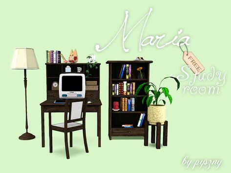 pyszny16's Maria - Study Room Ts3cc Furniture, Sims 3 Furniture Cc, Sims 3 Cc Furniture, Sims 3 Rooms, Sims 3 Furniture, Ts3 Cc, Furniture Cc, Sims 3 Cc Finds, Student Room