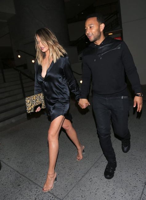 Clear Shoes Outfit, Clear Heels Outfit, Chrissy Teigen John Legend, Clear Shoes, Heels Outfits, Cute Prom Dresses, Chrissy Teigen, John Legend, Night Out Outfit