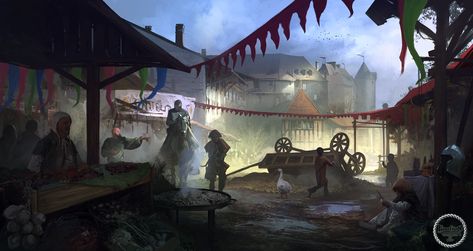 Medieval Market by SergeyZabelin.deviantart.com on @DeviantArt Port Nyanzaru Art, Port Nyanzaru, Market Concept Art, Desert Planet, Fantasy Architecture, Medieval Market, Gothic Metal, Concept Art Character, Star Wars Inspired