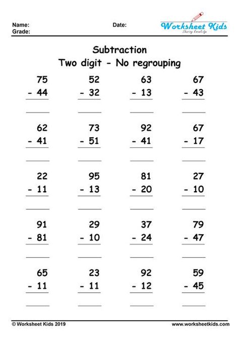 2 digit subtraction without regrouping. two digit subtraction no regrouping. Subtraction Worksheets 2 Digit, Maths For Grade 2 Free Printable, 1 Digit Subtraction Worksheets, 2 Digit Addition And Subtraction Without Regrouping, Addition Subtraction Worksheets Grade 2, 2 Digit Addition Worksheets For Grade 1, Grade 2 Subtraction Worksheet, Maths Subtraction Worksheets, Grade 1 Subtraction