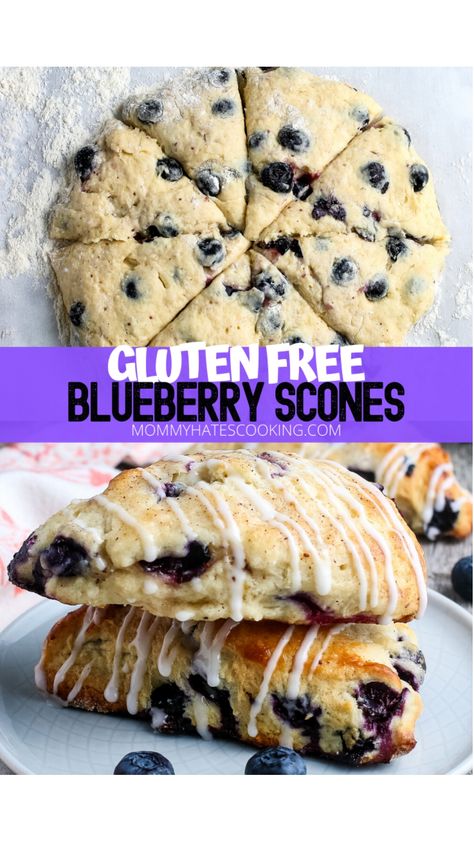 Make delicious Blueberry Scones that are easy to make gluten-free too! Gf Blueberry Scones, Blueberry Muffins Gluten Free Easy Recipes, Blueberry Desserts Gluten Free, Gf Scones Recipe, Buttermilk Recipes Gluten Free, Gluten Free Blueberry Muffins Recipes, Dairy Free Scones Recipe, Gf Scones Gluten Free, Blueberry Recipes Gluten Free