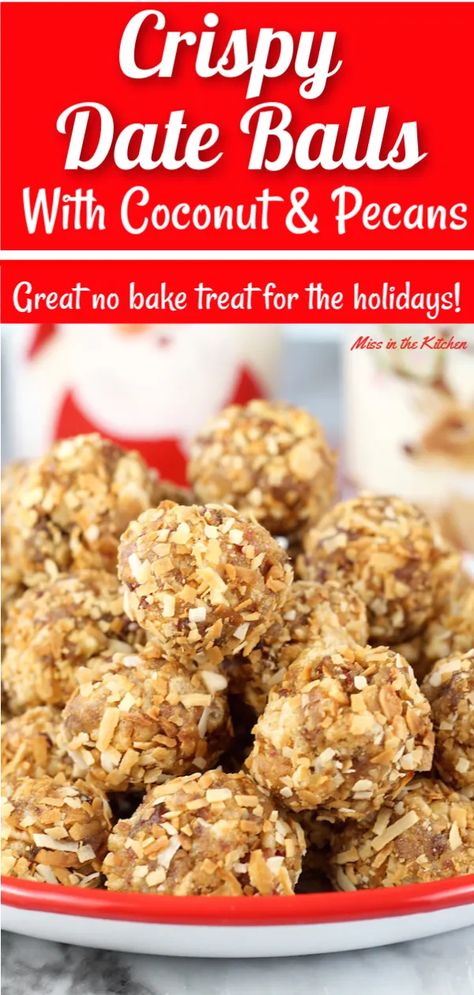 Date Nut Balls Recipe, No Bake Holiday Treats, Eden Eats, Mediterranean Desserts, Holiday Treats Christmas, Bourbon Balls, Date Balls, Treats Christmas, Vanilla Recipes