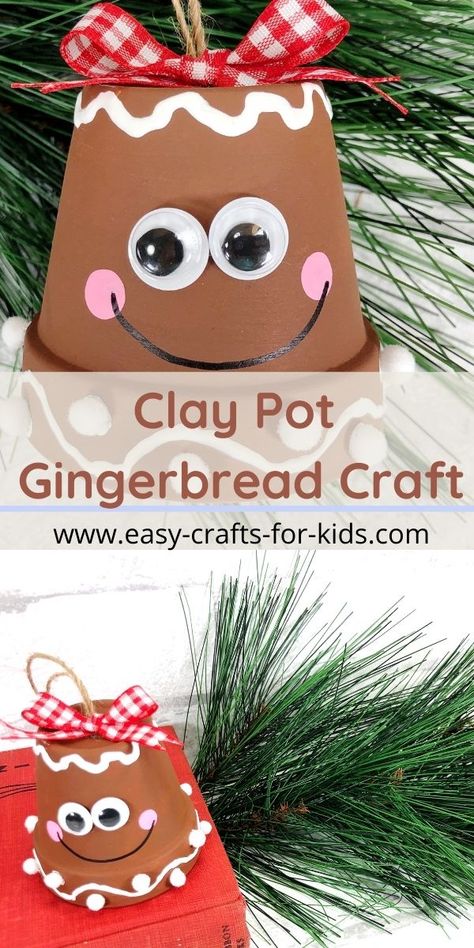 Clay Pot Gingerbread House, Gingerbread Man Ornaments For Kids, Painting Activity For Kids, Gingerbread House Craft, Gingerbread Woman, Gardening Club, Gingerbread Gifts, Gingerbread Lady, Gingerbread Crafts