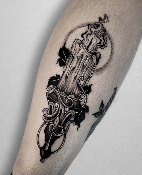 Gothic Candle Tattoo, Candle Tattoo Design, Lantern Tattoo, Medieval Tattoo, Candle Tattoo, Goth Tattoo, Light Tattoo, Tattoo Reference, Chest Tattoos For Women