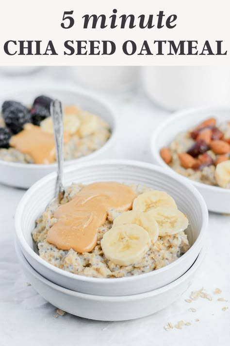 Oatmeal Healthy Recipes, Breakfast Recipes Oatmeal, Oatmeal Breakfast Recipes, Making Oatmeal, Chia Seed Oatmeal, Cooked Oatmeal, Oatmeal Ideas, Oatmeal How To Make, Oatmeal Healthy