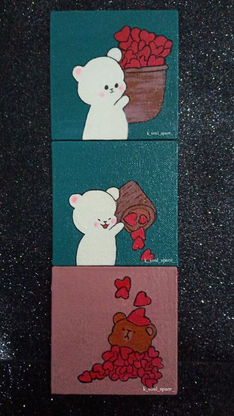 Small Canvas Art Friendship, Duo Painting Ideas On Canvas, Cute Couple Canvas Painting Ideas Easy, Best Friend Canvas Ideas, Small Canvas Paintings For Boyfriend, Best Friends Painting Ideas, Matching Canvas Painting Ideas, Canvas Painting Ideas For Best Friends, Bff Painting Ideas