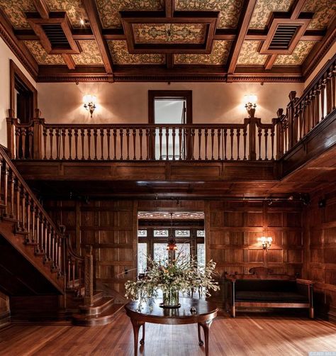 Exquisite Dutch Jacobean Style Tiger House Sells for $1.8M in Hudson, NY - Pricey Pads Dutch Colonial Revival, Jacobean Architecture, Tiffany Stained Glass Windows, Jacobean Style, Hudson New York, Solid Brick, Open Dining Room, Hudson Ny, Tiffany Stained Glass