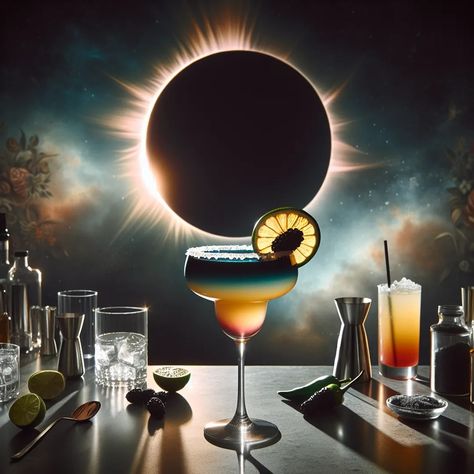 Solar Eclipse Margarita, Visually stunning cocktail with a citrusy base and eclipse effect Eclipse Margarita, Eclipse Party, Traditional Margarita, Silver Tequila, Agave Syrup, Cocktail Menu, Total Eclipse, Easy Cocktails, Triple Sec