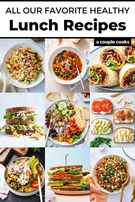 Say goodbye to boring lunches with these healthy and fun ideas! Whether you prefer salads, wraps, soups, or more, we've got you covered. Pick from a variety of tasty options that will put the excitement back into your midday meal. Find the recipes on my website! Tasty Salads, A Couple Cooks, Healthy Lunch Ideas, Veggie Wraps, Couple Cooking, Easy Healthy Lunches, Pickled Veggies, Healthy Lunches, Buddha Bowl