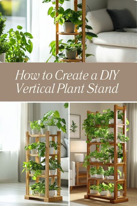 Build a vertical plant stand to showcase your indoor garden beautifully. #DIYPlantStand #VerticalGardening #IndoorPlants Vertical Plant Stand, Compact Living Room, Diy Plant Stand, Plant Stand Indoor, Compact Living, Plant Stands, Diy Plants, Small Balcony, Vertical Garden