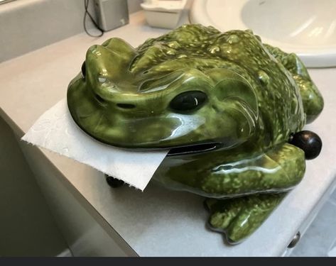 Goblincore Bathroom, Frog Kitchen Theme, Frog Bathroom Ideas, Frog Toilet, Frog Bathroom Decor, Frog Bathroom, Frog Soap Dish, Magic Decorations, Frog Soap Dispenser