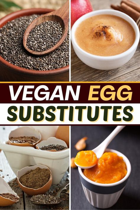 From bananas and pumpkin to chia seeds and aquafaba, there are quite a few vegan egg substitutes. And each alternative works well in a pinch. Substitute For Eggs, Egg Substitutes, Egg Substitute In Baking, Egg Alternatives, Sweet Potato Chocolate, Vegan Egg Replacement, Vegan Egg Substitute, Vegan Waffles, Vegan Egg