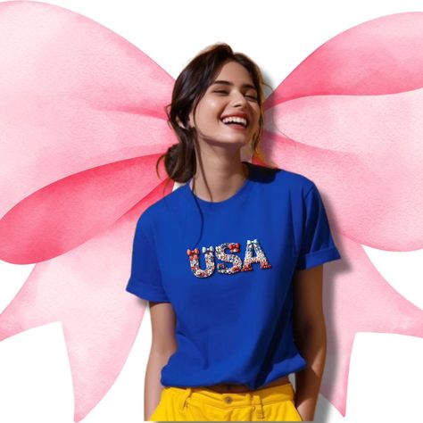 Introducing the Coquette T-shirt for women on 4th July - the perfect blend of comfort, style and sustainability. This tee I designed especially for lovers of the Coquette style inspired by the independence Day! #coquette #coquette4thofjuly #4thofjulytshirt #womentshirts Coquette Style, Bow Shirts, 4th Of July Celebration, 4th July, Trendy Tee, T Shirt For Women, Comfort Style, For Lovers, Independence Day