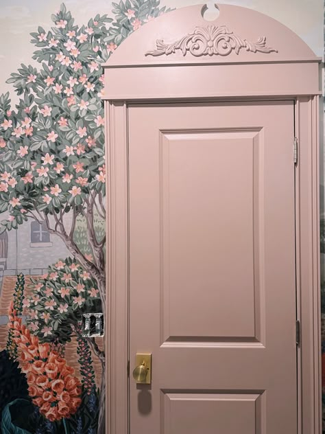 Mudroom Bathroom with DIY Ornamental Door Trim: A Lowe’s Inspired Project – Home With Q Wall Inlet Ideas, Over The Door Molding, Front Door Embellishments, Painted Bathroom Door, Decorative Door Trim, Painted Door Trim, Door Mirror Makeover, Unique Bathroom Door Ideas, Doorway Trim Ideas