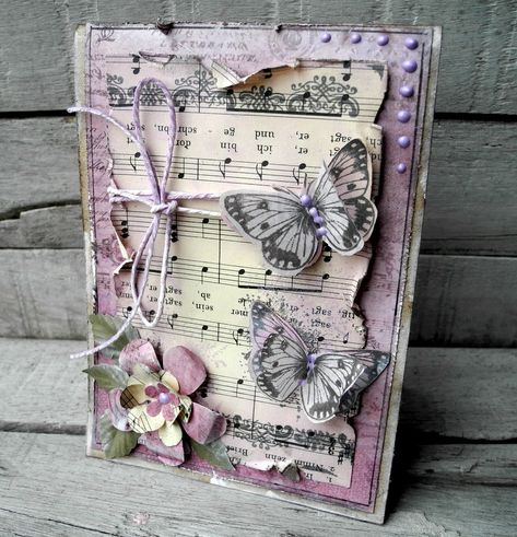 lavender Shabby Chic Cards Handmade, Mixed Media Cards, Shabby Chic Cards, Butterfly Cards, Handmade Books, E Card, Artist Trading Cards, Card Tags, Creative Cards