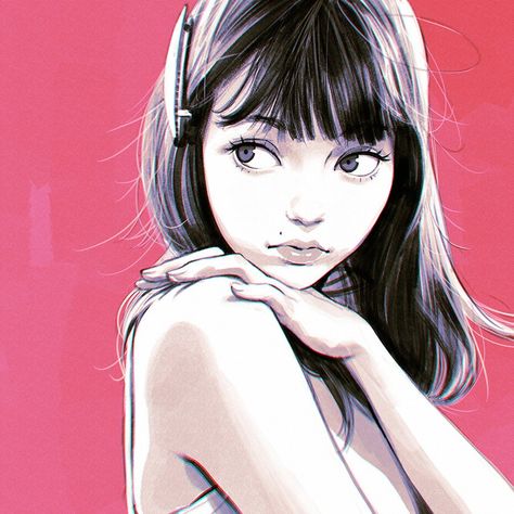 Artwork: Illustrations of Ilya Kuvshinov – Random Content of the internet Hairstyles For Characters, Ilya Kuvshinov, Drawing Hairstyles, Science Fiction Art, Illustration Girl, Fantasy Illustration, Anime Poses Reference, Print Artist, Anime Poses