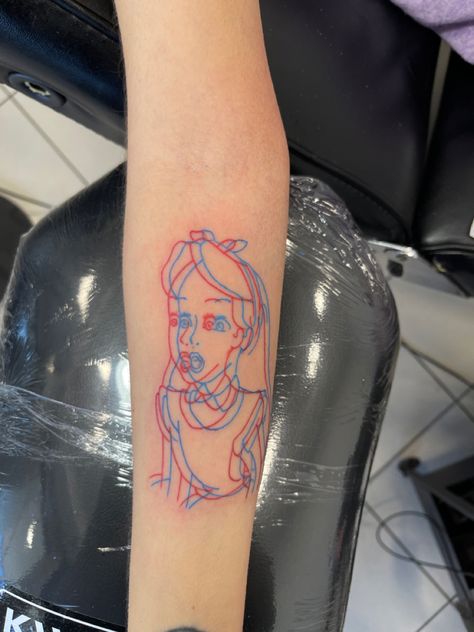 Red and blue trippy tattoo from: @akis_oltion_tattoo Trippy Red Tattoos, Red Ruby Tattoo, Red Balloon Tattoo, Tattoo Ideas Alice In Wonderland, Tattoo Indien, Ruby Tattoo, Trippy Tattoo Ideas, Alice In Wonderland Tattoo, Colored Tattoo