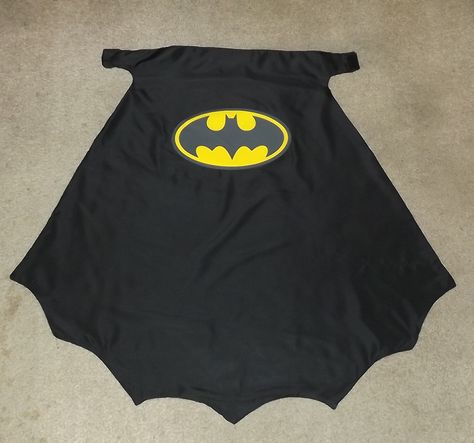 Batman cape-used "Sew-in Colorfast Fabric Sheets"(June Tailor name brand) to print out any logo on with a inkjet printer. These sheets are great and are washable! Batman Cape Diy, Batman Costume Diy, Batman Diy, Diy Cape, Batman Cape, Superhero Crafts, Easy Toddler Activities, Batman Costume, Fabric Sheets