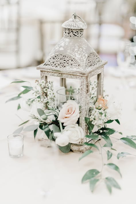 White Lanterns Wedding Centerpieces, White Lantern Wedding Decor, Floral Lantern Centerpieces, Lantern Floral Arrangements, White Lantern Centerpieces, Lanterns And Flowers, Wedding Ceremony Arches, Lanterns With Flowers, High Tea Wedding