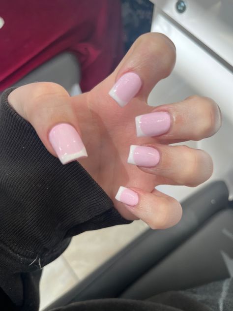 Light Pink Base French Nails, Pale Pink French Tips, White French Tip With Pink Base, Nail Inspo Square French Tip, French Tip Nails Pink Base, French Tips Pink Base, French Tip Nails With Pink Base, Pink Base French Tip Nails, Pink Base French Tip