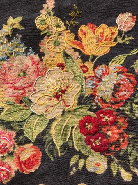 Hand Stitches, Floral Textile, Textile Art Embroidery, Abstract Embroidery, Novelty Fabric, Embroidery Flowers Pattern, Tapestry Fabric, Floral Tapestry, Brick House