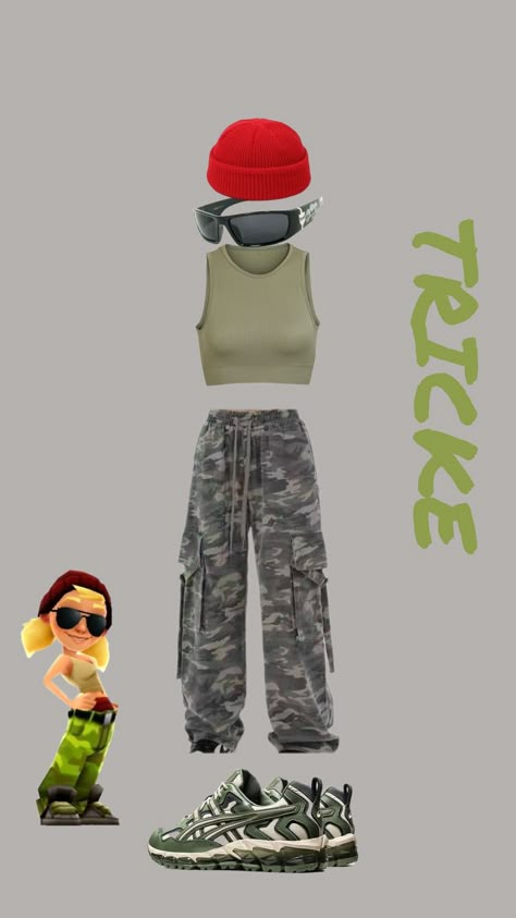 Subwaysurfer Costume, Simple Diy Costumes, Basic Costumes, Easy Halloween Costumes Diy, Camo Costume, Surfer Costume, Surfer Outfit, Easy Costume Ideas, Camo Outfit