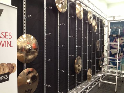 Sabian cymbals going on the wall. #LondonDrumShow Cymbal Storage, Sabian Cymbals, Drum Room, Band Room, Drum Band, Cymbals, Music Room, The Wall, Drums