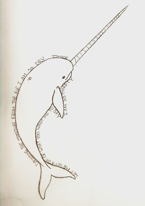 Narwhal Drawing, Narwhal Tattoo, Minimal Tattoos, Sea Drawing, Cartoon Food, Whale Tattoos, Wood Burning Patterns, Animal Sculpture, Sketch Ideas