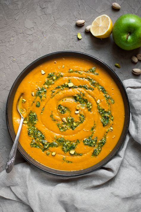 Hubbard Squash Soup, Pistachio Gremolata, Garden Dinners, Hubbard Squash, Gremolata Recipe, Buttercup Squash, Sweet Soup, Paleo Soup, Squash Seeds