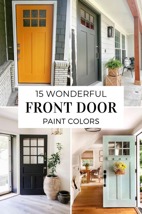 15 Wonderful Front Door Paint Colors: Enhancing Your Home's Curb Appeal Matching Shutters And Front Door, Gray Exterior Door Paint Colors, Front Door Colors With Black Trim, Front Door Colors With Dark Brown House, Best Blue Front Door Colors, Door Colors For Green House, Accent Door Colors, Tan House Front Door Color, Inside Of Front Door Painted