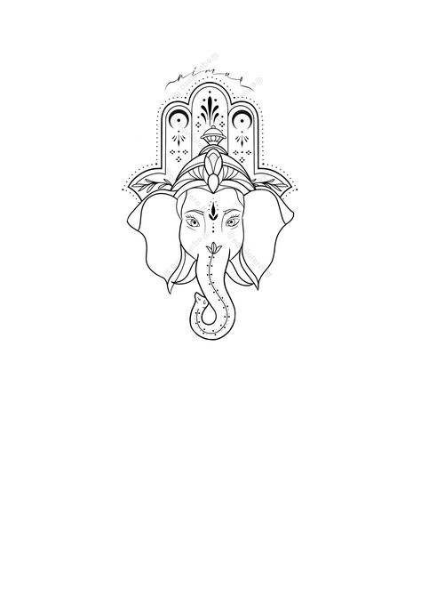 Ganesha Tattoo Sleeve, Ganesha Tattoo Design, Own Tattoo Design, Elephant Head Tattoo, Buda Tattoo, Traditional Butterfly Tattoo, Cute Halloween Tattoos, Hamsa Hand Tattoo, Hindu Tattoos