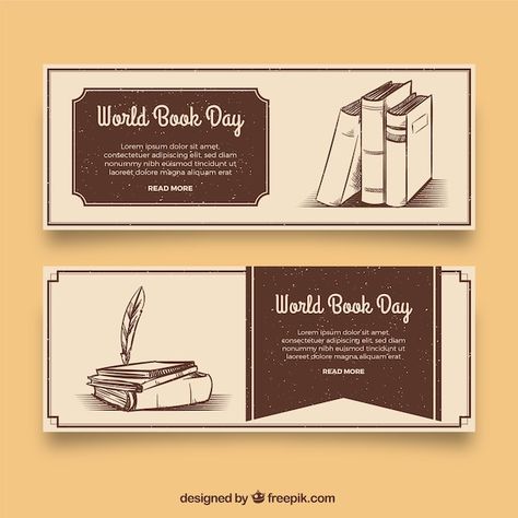 Free vector world book day banners in vi... | Free Vector #Freepik #freevector #reading-day #library-banner #novel #story-book Library Banner Design, Goodreads Redesign, Book Banner Design, World Book Day, About World, Book Day, Sale Banner, Power Point, Banner Design