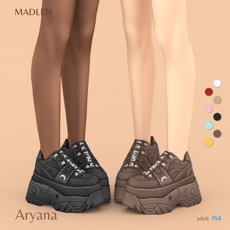 Aryana Sneakers | Madlen on Patreon Sims 4 Chunky Shoes, Chunky Platform Sneakers, Sims 4 Cas Mods, The Sims 4 Pc, Cc Shoes, Cc Clothes, Sims 4 Cc Shoes, Pelo Sims, Chica Cool