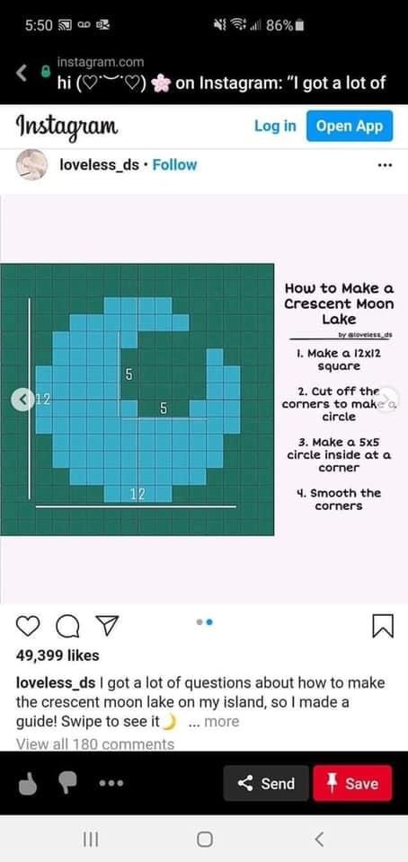 Acnh Moon Pond Tutorial, Lake Shapes Animal Crossing, Acnh Moon Pond, Animal Crossing Pond Ideas, Acnh Fairy Circle, Terraforming Acnh, Animal Crossing Dark Academia, Acnh Lake, Minecraft 100 Days